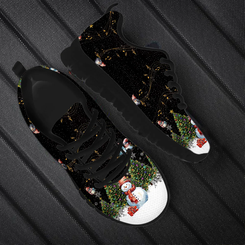 Дамски ежедневни обувки INSTANTARTS с шарките на Дядо Коледа и снежинки за момичета и момчета, обувки на равна подметка за Коледа, зимни топли обувки