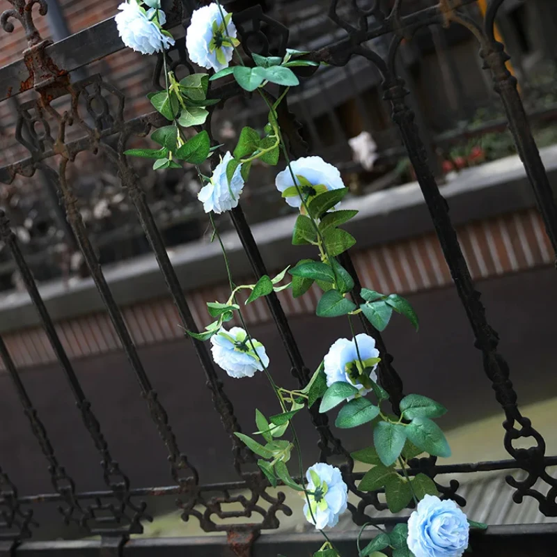 изкуствени цветя с дължина 2 метра, лоза, коприна Божур, имитация на сватба, Божури, лоза, Зелено растение, за Украса на дома балкона и градината