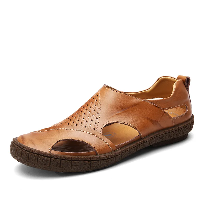 Новост 2021 г., дишаща летни обувки с изрезки от естествена кожа, мъжки ежедневни обувки с мека подметка, модни мъжки обувки 663