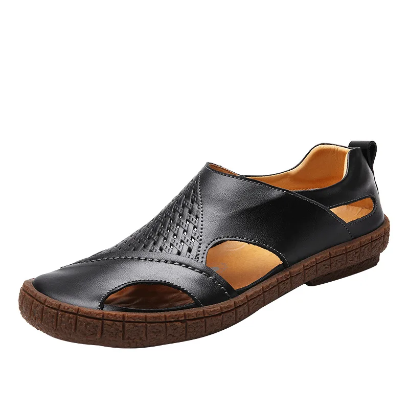 Новост 2021 г., дишаща летни обувки с изрезки от естествена кожа, мъжки ежедневни обувки с мека подметка, модни мъжки обувки 663
