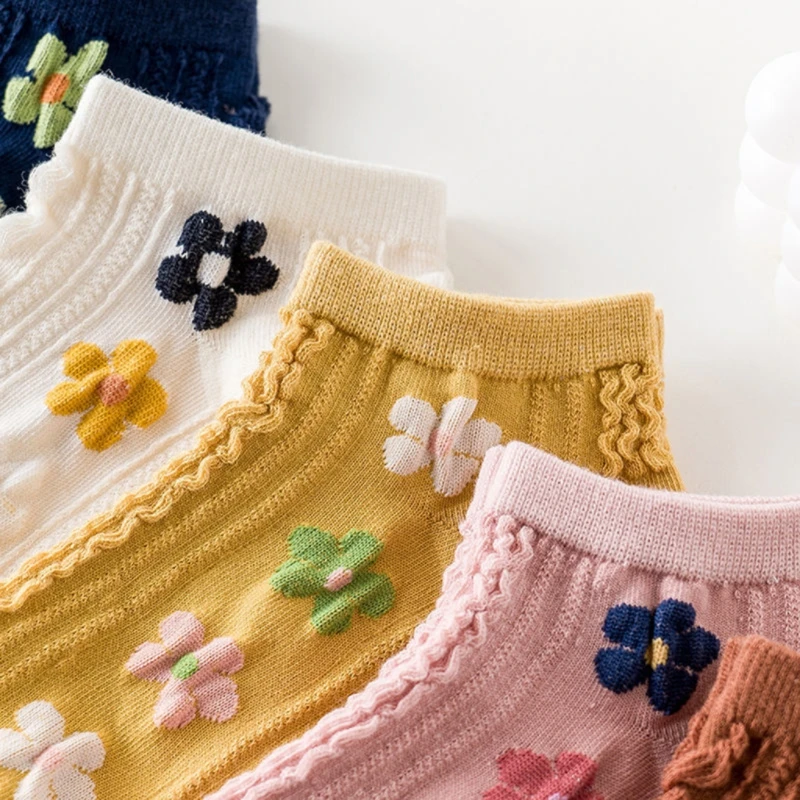 5 Чифта Чорапи с цветове, дамски опаковка, Харадзюку Kawai, сладък памук, пролет-есен с цветен модел впечатлява със своя бохемски стил