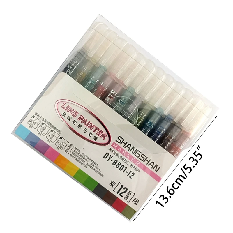 B36C, метални маркери за самостоятелно рисуване, любителски и професионален оцветяване, двойна линия, холни химикалки, маркер