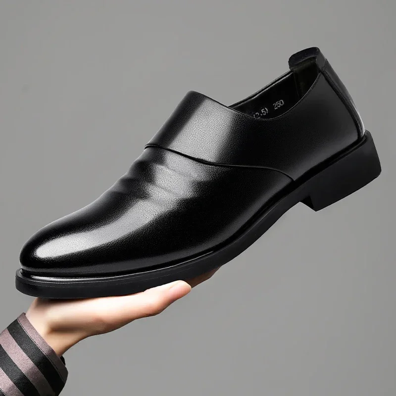 Ежедневни обувки за мъже в бизнес стил от естествена кожа, модерни, елегантни, луксозни, висококачествени, удобни обувки-дерби38-44