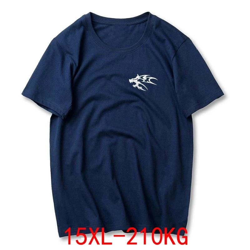 Лятна мъжка тениска 6XL Wolf Голям размер, 6XL 7XL 8XL 9XL 10XL 12XL 15XL, Ежедневни тениски С Хлопковым Принтом, Домашна Свободна Тъмно синя