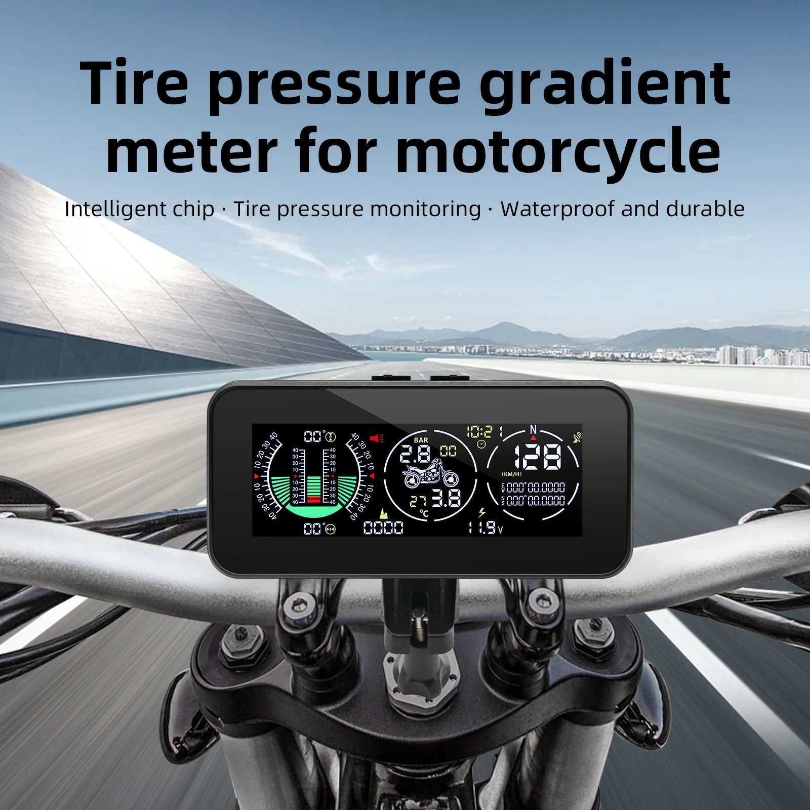 Мотоциклет GPS наблюдение на Налягането В Гумите Скоростомер F3 Централен Дисплей Цифров Измерител на Наклона на Аларма за Превишаване на Скоростта Компас Сателитен HUD