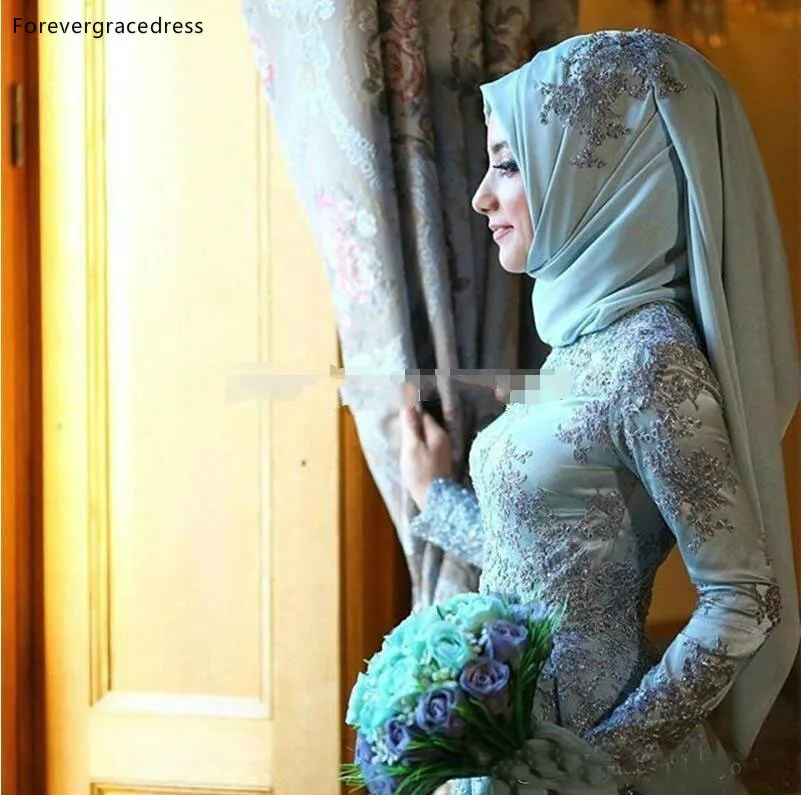 Мюсюлмански булчински рокли от Дубай в Близкия Изток трапецовидна форма, с дълги ръкави, дантелени вечерни сватбени рокли, ушити по поръчка, са на разположение големи размери
