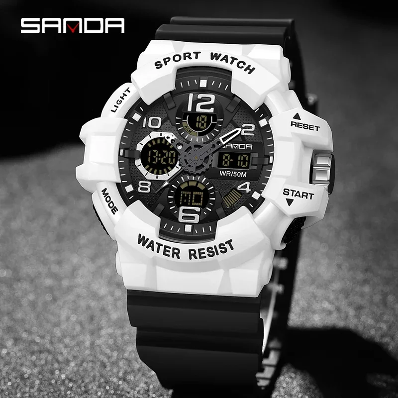 На BIANA Мъжки Военни часовници Бели Спортни Часовници LED Цифрови 50 М Водоустойчиви Часовници за Мъже Многофункционален Часовник Relogio Masculino 3168