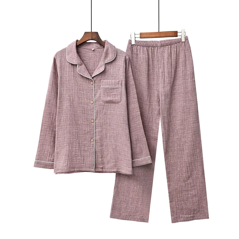 Пролет Есен Зима, нова пижама с ревери в Ретро стил, костюм за двойки, всекидневни прост стил на обслужване в дома За мъже и жени пижами